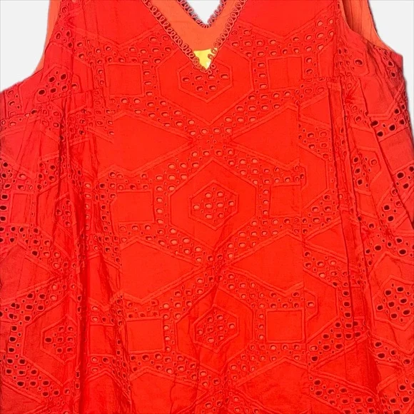 Anthropologie Maeve Eyelet Collection Sleeveless Coral Orange Dress size XL - Picture 6 of 6